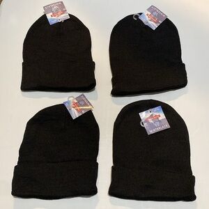Unisex Winterlace Winter Roll Cuff Beanie Black Adult One Size 4-pack